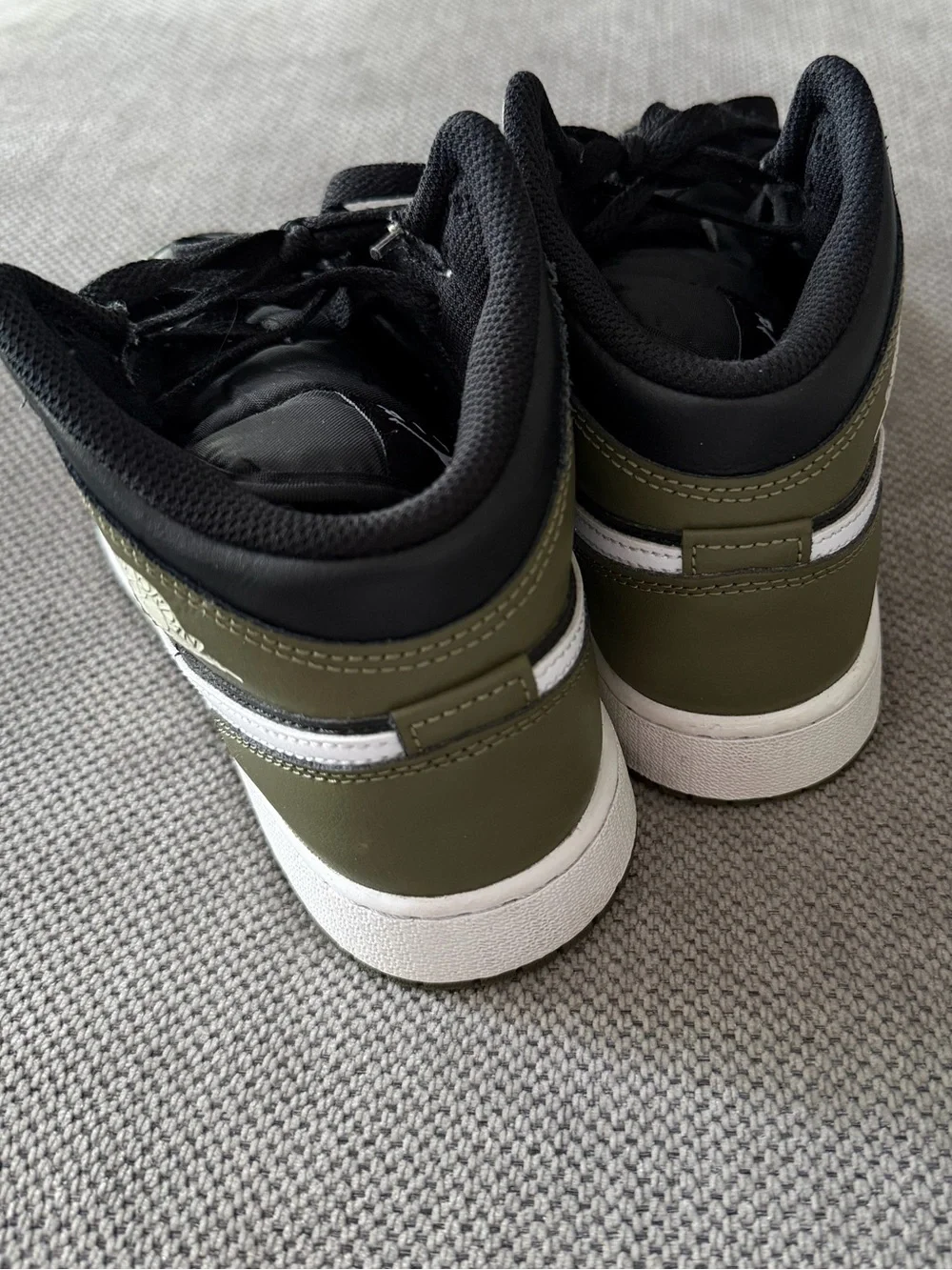 Nike Air Jordan 1 Mid Olive Green Black White Sneakers Youth 5.5Y